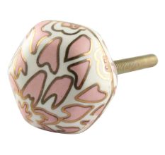Pink Hexagon Small Ceramic Cabinet Knob